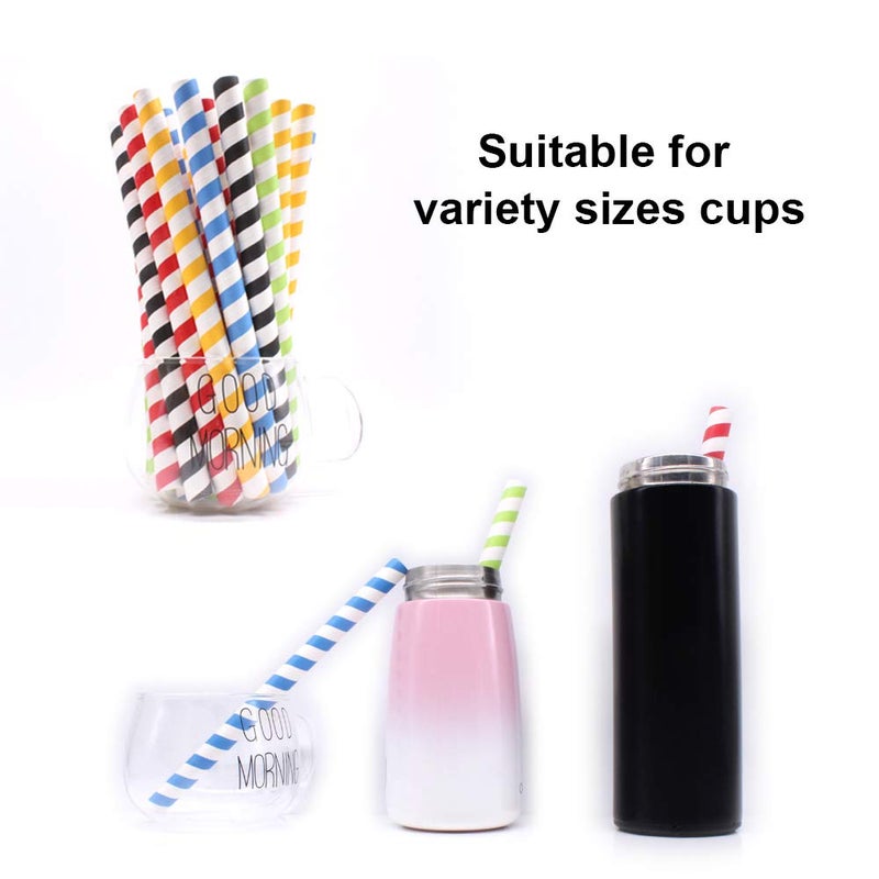 morneve Boba Straws, Smoothies Straw Disposable Extra Large 0.5" 1/2" 12mm Wide Paper Straws for Slushy Jumbo Thick Shakes Bubble Tea Tapioca Pearls Shower Birthday Party Supplies, Stripe 50PCS - Image 5